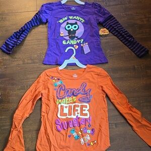 Purple and Orange Long Sleeve Graphic Tees 2 Pack Bundle - Size M 7/8